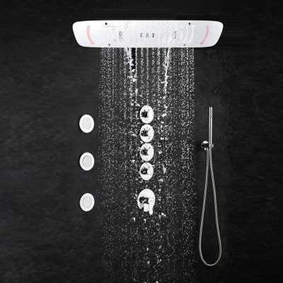 Thermostatic 4 Ways Shower Sets LED Dual Rain , Waterfall Massage Shower Head High Flow Diverter Valve